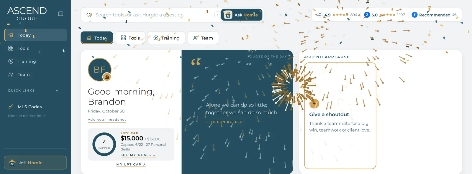 Fireworks over Brandon Foskey’s Ascend Hub home screen after he reached his cap
