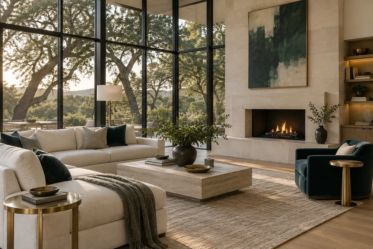 Living room in a modern Texas home