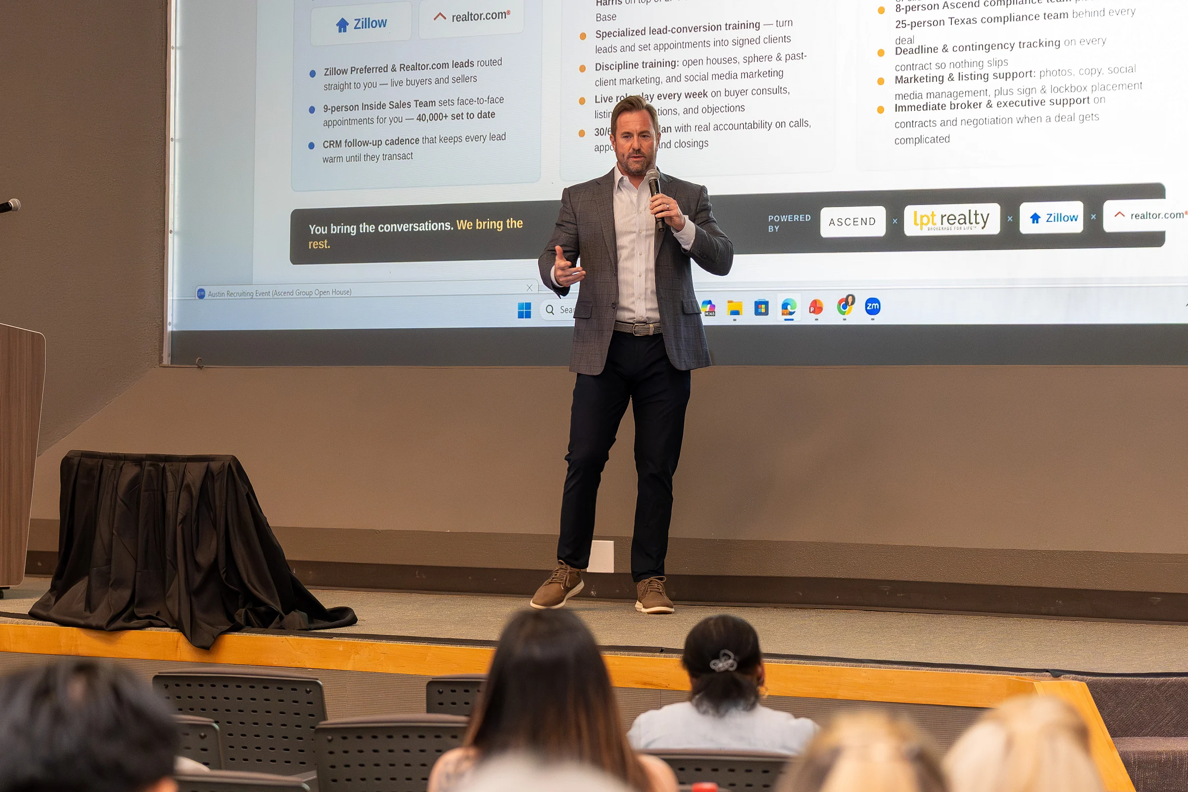 Ascend leadership presenting at the Austin recruiting event